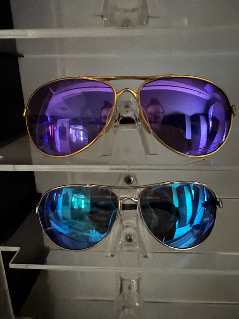 Oakley Aviator Sunglasses Gold Frame With Purple And Blue Mirrored Lenses